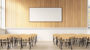 简约教室场景 桌椅与白板