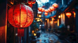 古巷红灯笼营造中式氛围