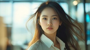 飘逸长发的职场气质女性