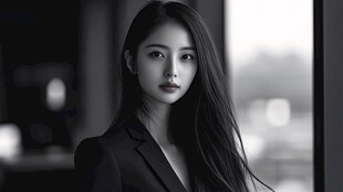 干练长发职场女性肖像