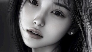 黑白魅力少女肖像