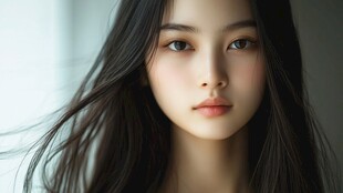 长发飘飘的美丽东方女子