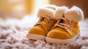 可爱毛绒边儿童小黄鞋