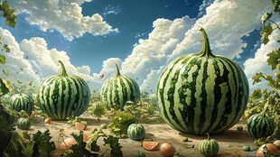 巨型西瓜田园奇幻景象