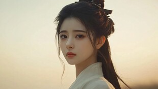 古风佳人侧颜尽显温婉气质
