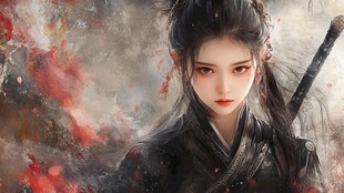 古风侠女持剑展飒爽风姿