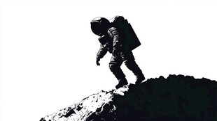 宇航员漫步星球剪影