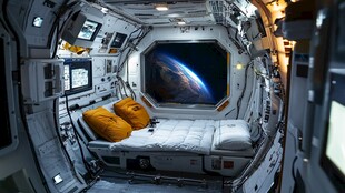 太空舱内的舒适休息空间