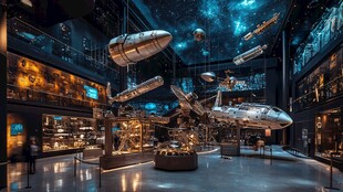 科幻飞行器展厅奇幻景象