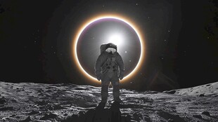 宇航员于月球上的日食奇观