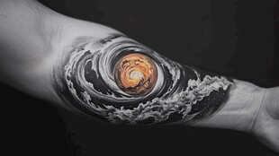 手臂上的酷炫漩涡纹身