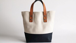 简约双色手提帆布包