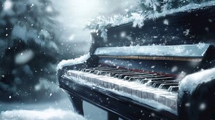 雪中钢琴 冬日静谧音乐之景