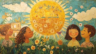 阳光下的儿童欢乐场景