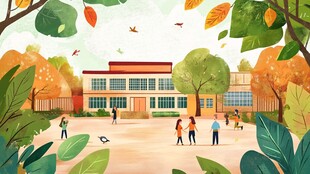 秋日校园里的欢乐时光