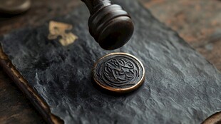 复古火漆印章锤印瞬间