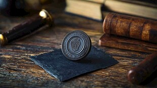 复古火漆印章置于旧物之上