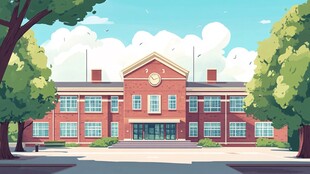 复古风格的美丽校园建筑