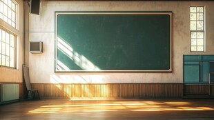 阳光洒入的静谧教室场景