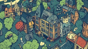 奇幻卡通风格的多彩小镇