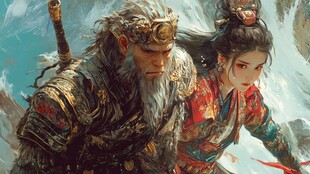 悟空与女子并肩冒险场景