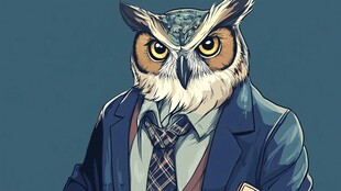 商务风猫头鹰形象插画