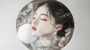 梦幻少女与泡泡的唯美画面