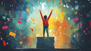 欢呼胜利的人物插画