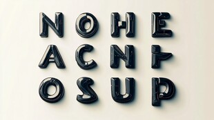 黑色立体字母排列展示