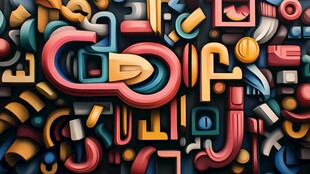 多彩立体字母创意艺术图案