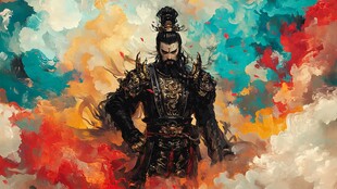 古风铠甲英雄傲立色彩间