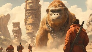 巨猿与探险者的科幻场景