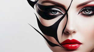 创意黑系美妆女性脸部特写