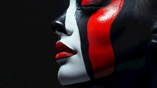 小丑风格面部彩绘特写