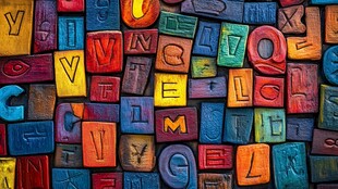 多彩木质字母拼图