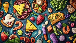 多彩美味食物插画