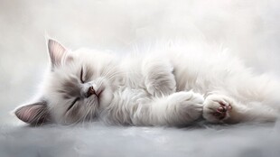 酣睡的可爱小白猫