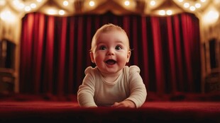 舞台上微笑的可爱小宝贝