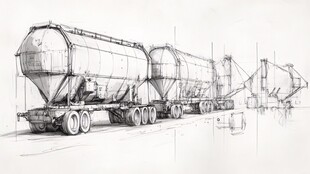 大型罐式运输挂车设计草图