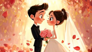 浪漫婚礼上的甜蜜新人