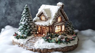 冬日雪景中的温馨小屋