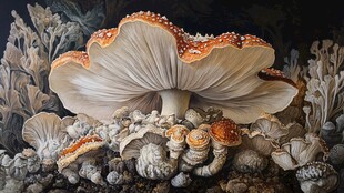 梦幻蘑菇群的微观奇妙世界