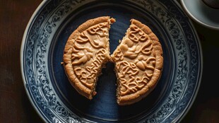 中秋月饼切片特写