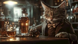 猫咪绅士酒吧独酌时刻