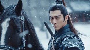 雪中侠客与骏马