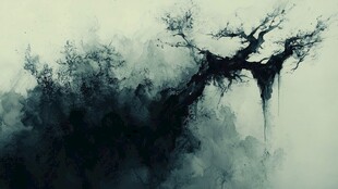 水墨枯树意境图