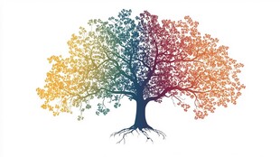 彩色渐变树图案设计