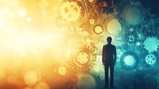 科技背景下的孤独身影