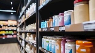 超市货架上琳琅满目的商品