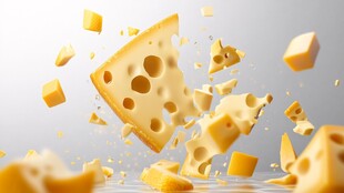 飞溅的美味多孔奶酪